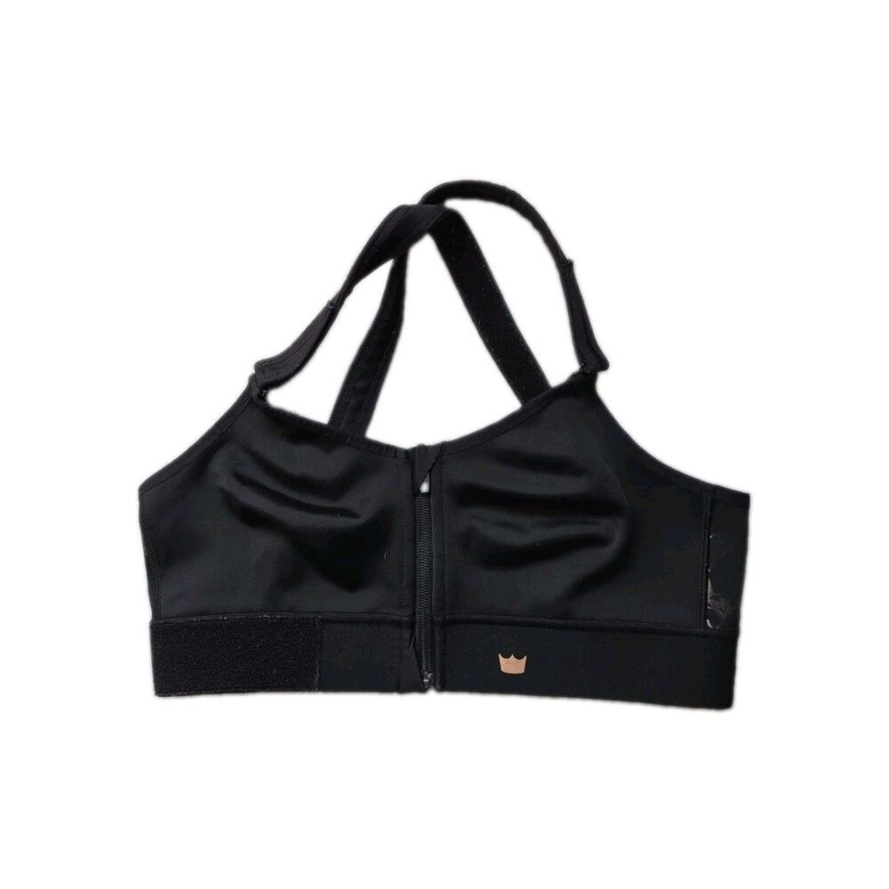Shefit Black Marbled High Impact Front Zip Adjustable Sports Bra Size Luxe EUC